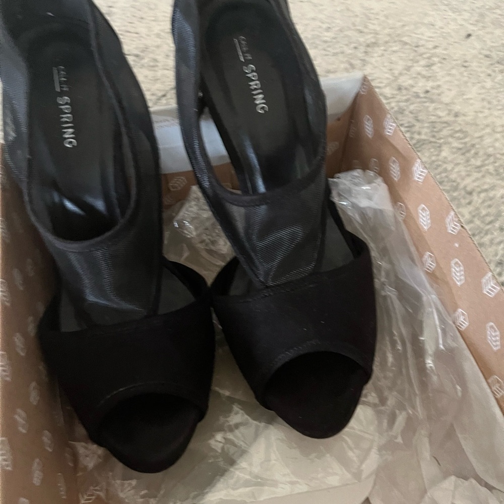 Call It Spring Black Peep-Toe Heels
